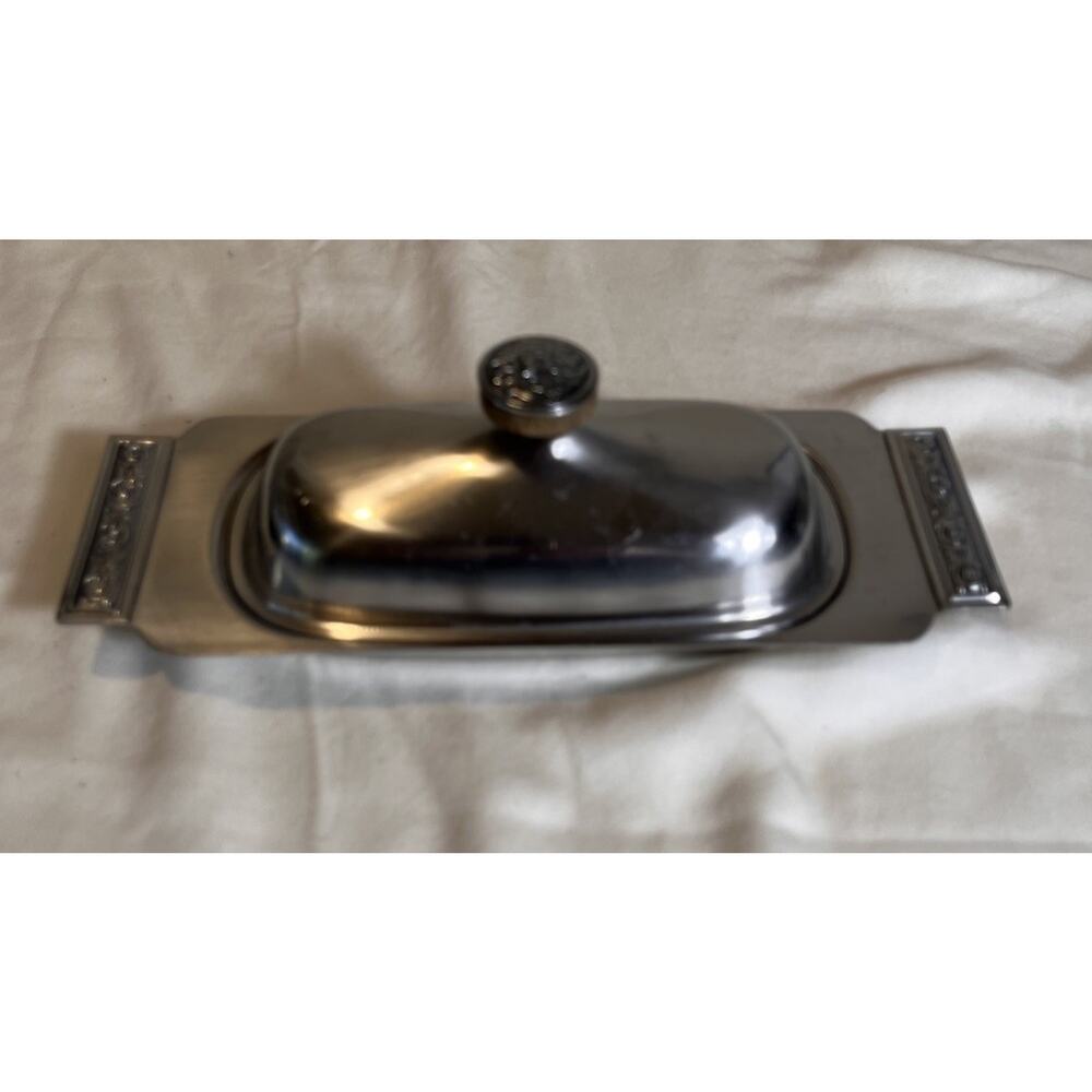 International Decorator 18-8 Stainless‎ Set Vintage Covered Butter Dish